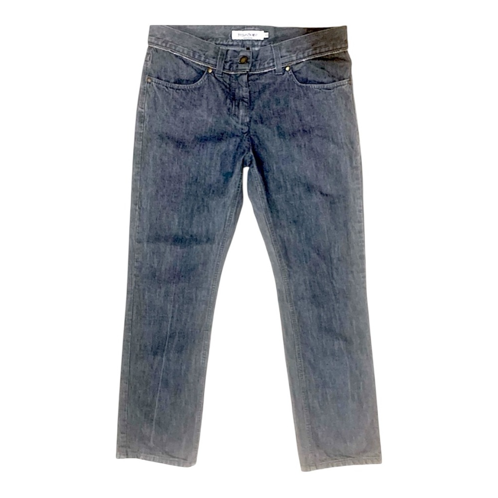 Vintage Saint Laurent / Rive Gauche Faded Black Denim Jeans with YSL logo